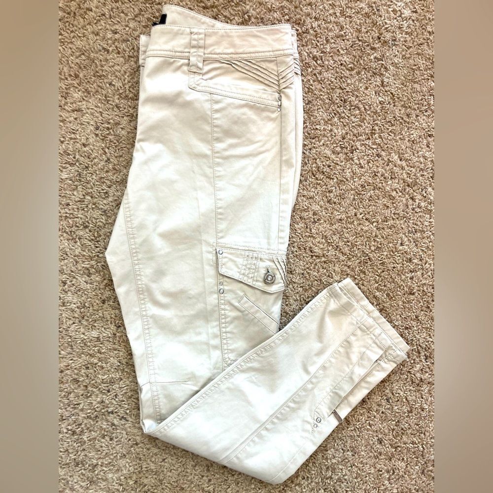 White House Black Market sculptured blinged slim pants w/ zipper bottom legs